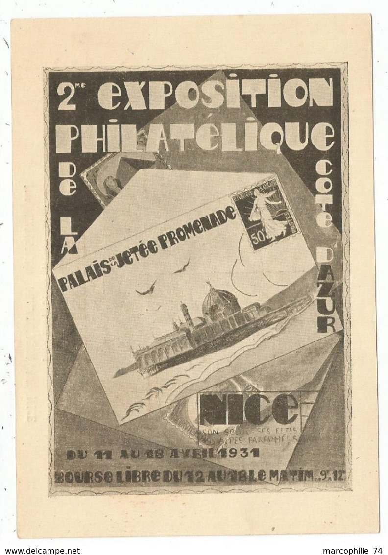 ENTIER 90C SEMEUSE ROUGE CP REPIQUAGE EXPO PHIL NICE 11.4.1931 - Cartes Postales Types Et TSC (avant 1995)