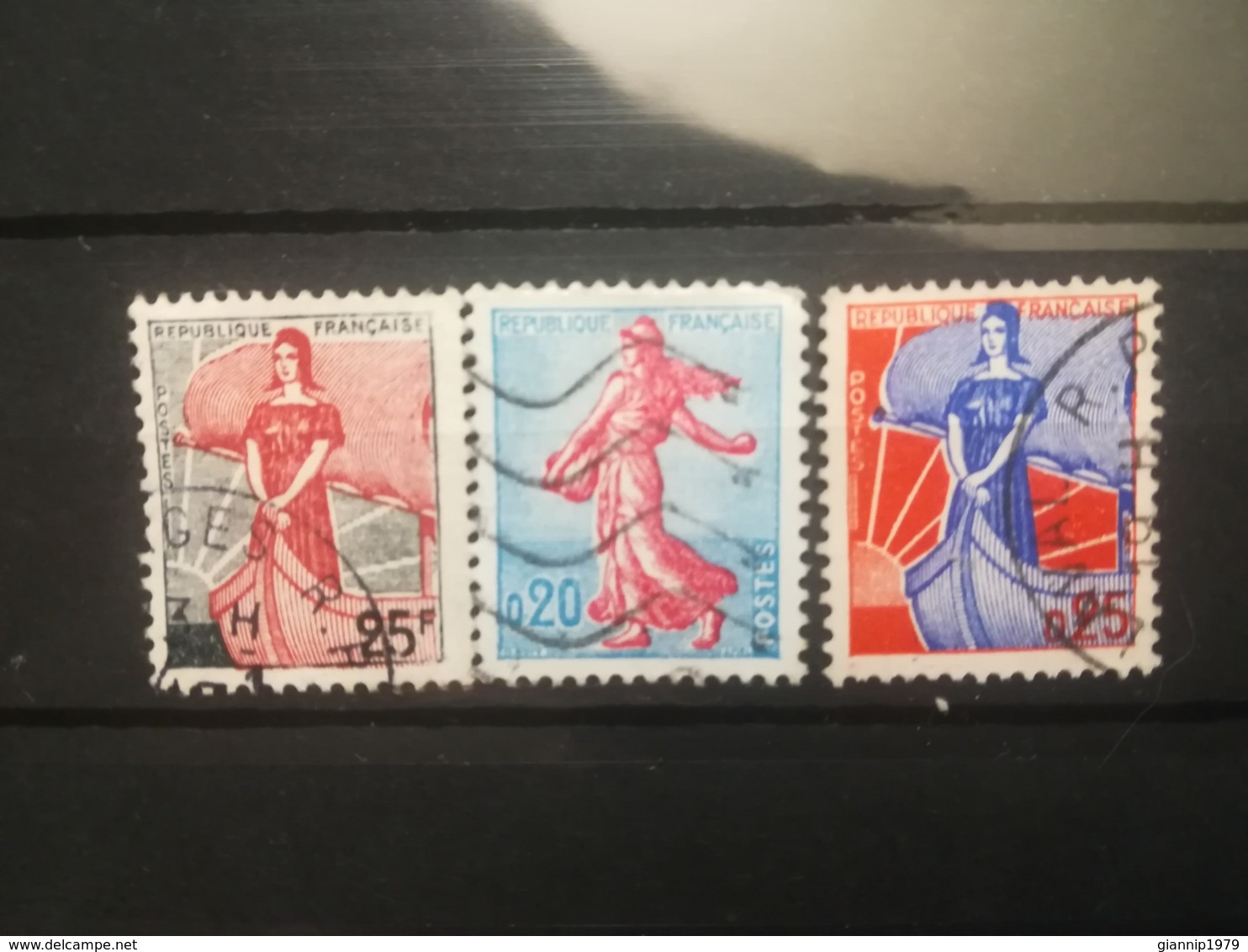 FRANCOBOLLI STAMPS FRANCIA FRANCE 1959 1960 USED SERIE MARIANNE  OBLITERE' - 1959-1960 Marianna Alla Nef