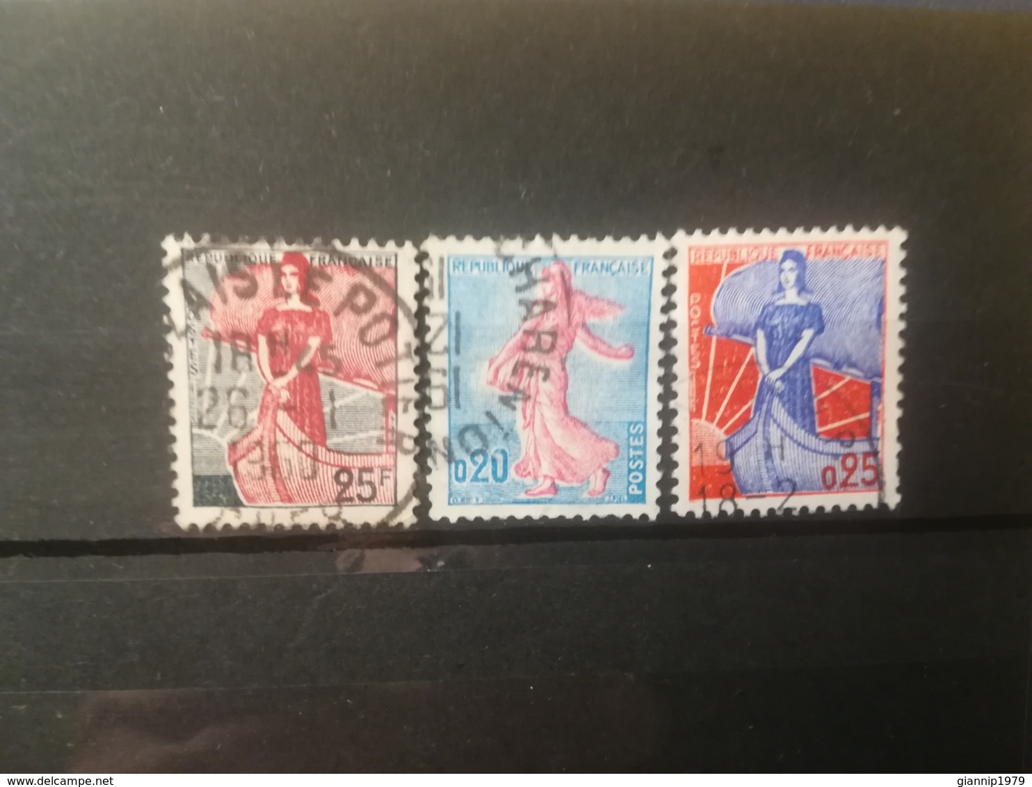 FRANCOBOLLI STAMPS FRANCIA FRANCE 1959 1960 USED SERIE MARIANNE  OBLITERE' - 1959-1960 Marianna Alla Nef