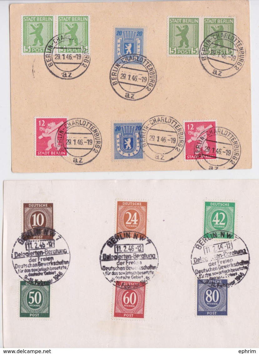 Stadt Berlin Deutsche Post 1946 Lot De 2 Feuilles FDC Ersttag Briefmarke - 1e Jour – FDC (feuillets)