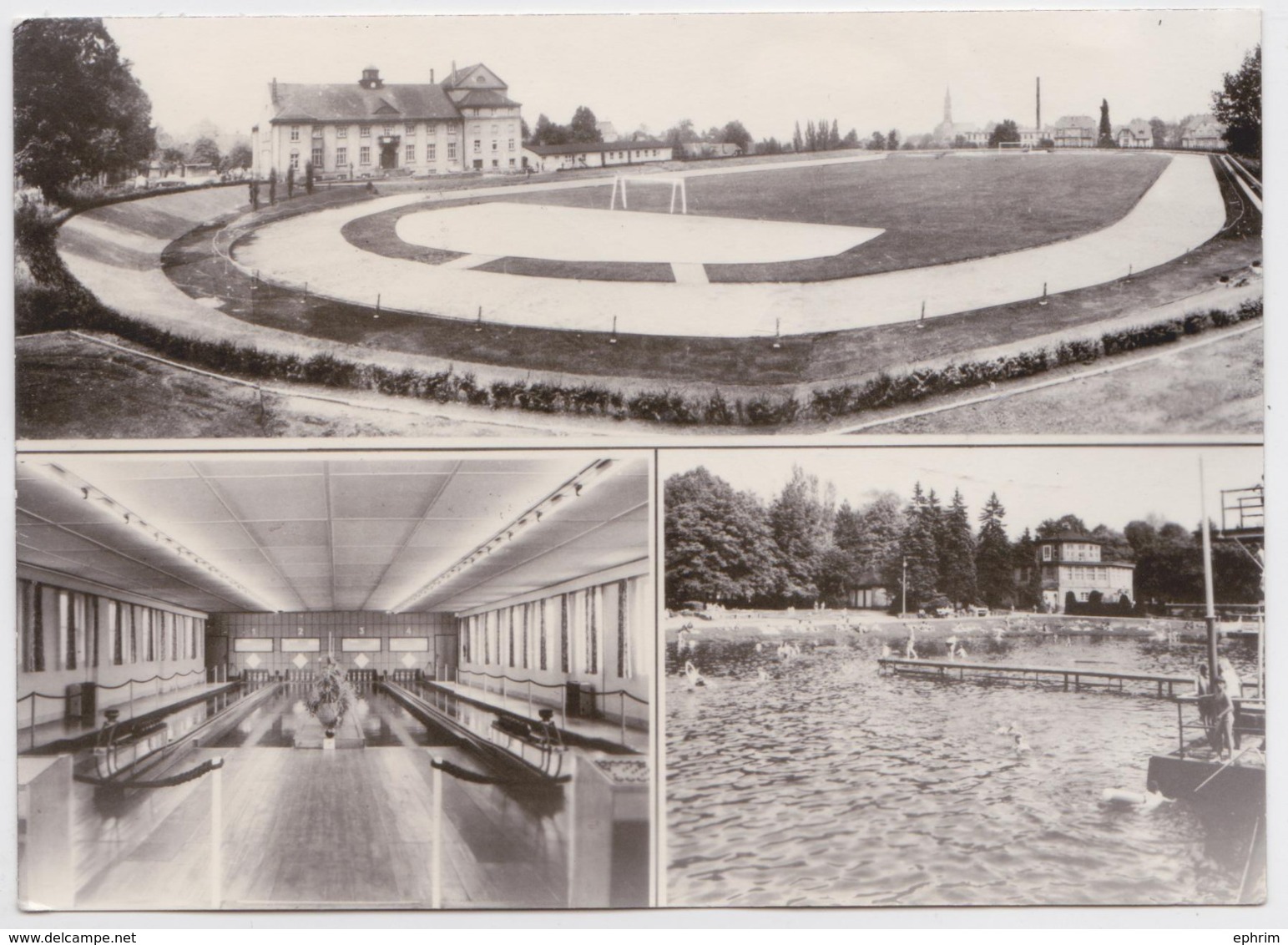 Neugersdorf Kreis Löbau Stadion Kegelhalle Volksbad Stade Stadium Bowling Piscine Sportfest Briefmarke DDR Vietnam 1974 - Stades