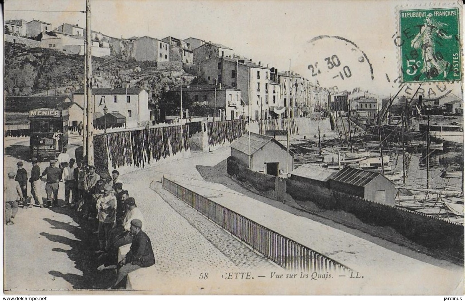 SETE : Vue Sur Les Quais Bien Animés ( Tramway ,  Filets De Pêcheurs (1910 ) - Sete (Cette)