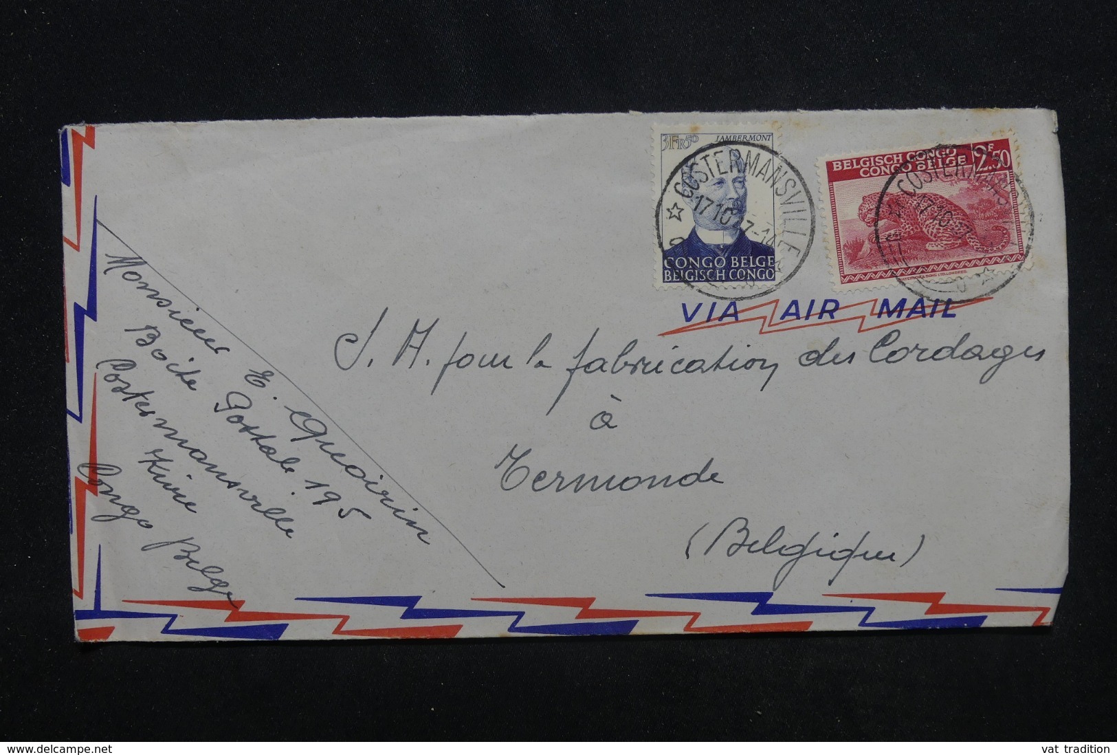 CONGO BELGE - Enveloppe De Costermansville Pour La Belgique En 1947, Affranchissement Plaisant - L 45318 - Covers & Documents