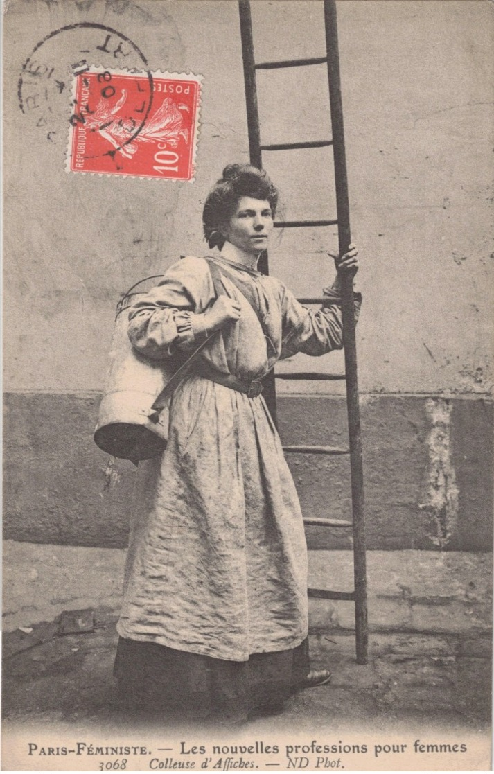 PARIS FEMINISTE- LES NOUVELLES PROFESSIONS POUR FEMMES - COLLEUSE  D'AFFICHE - Lots, Séries, Collections