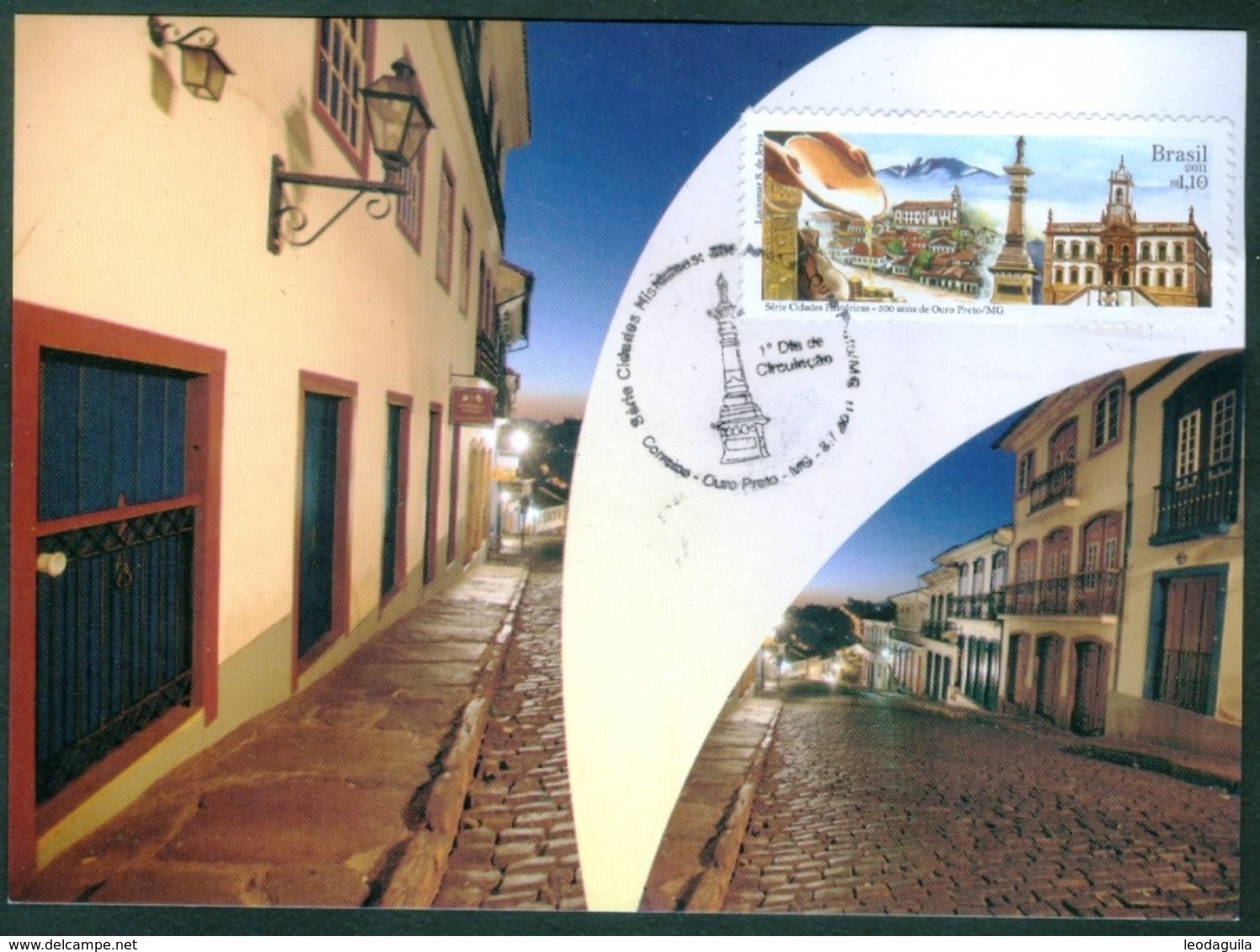 BRAZIL 2011 - HISTORICAL CITIES SERIES " OURO PRETO "  CHURCH - GOLD MINING  - ARCHITECTURE   -   MAXIMUM CARD - Maximum Cards