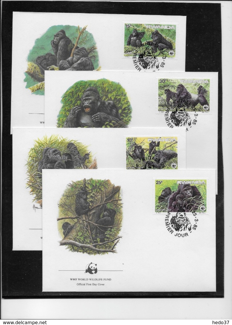 Thème Animaux - W.W.F. - Singes - Rwanda - Enveloppes - TB - Storia Postale