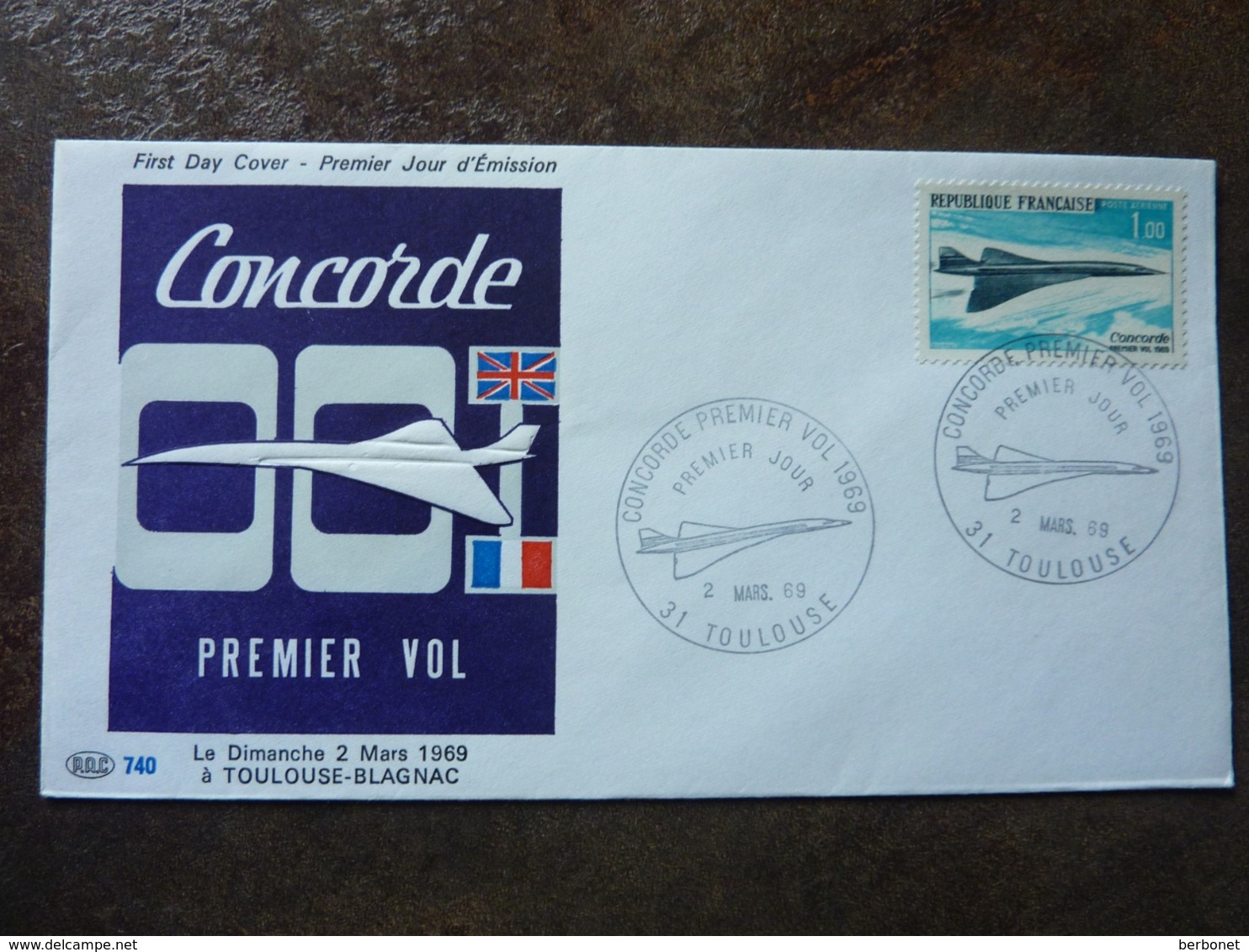 1969 PREMIER VOL CONCORDE   Y&T= PA 43 - 1960-1969