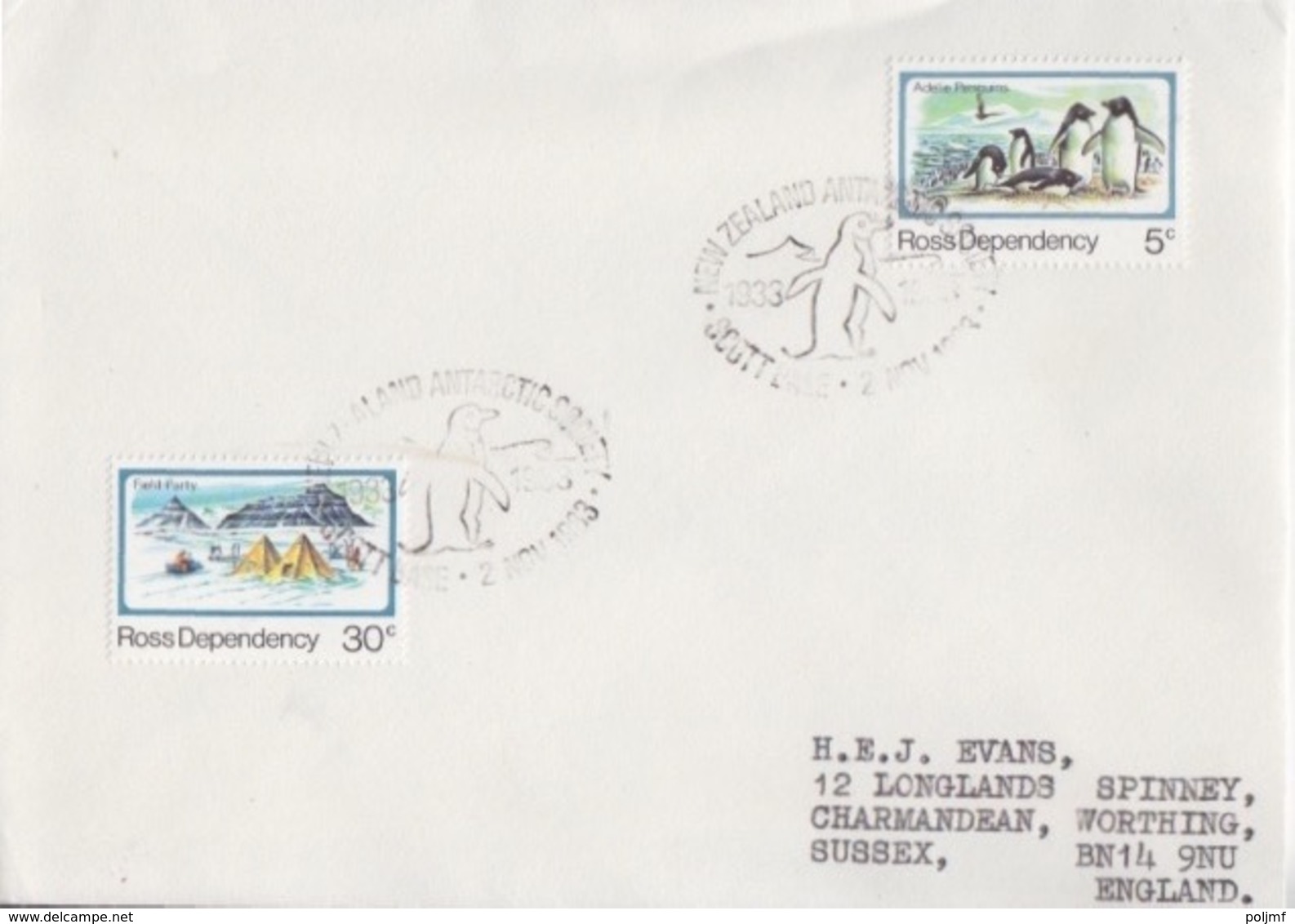 Polaire Néozélandais, N° 15, 21 (25° Ann. De La Base Scott) Obl. Scott-Base Le 2 NOV 83 Sur Lettre - FDC