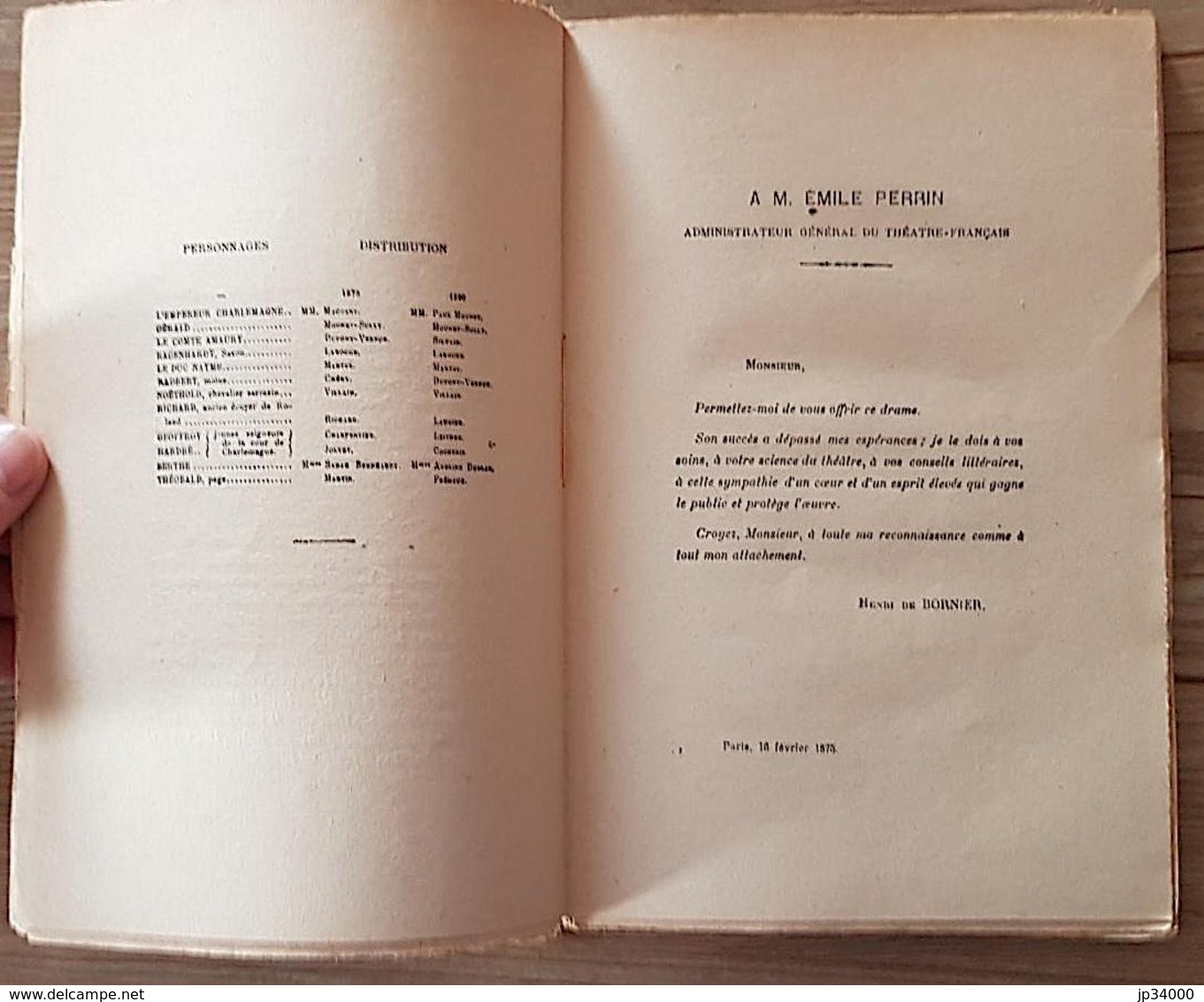 LA FILLE DE ROLAND. Par LE VICOMTE HENRI DE BORNIER En 4 Actes En Vers. 1875 (Theatre) - 1801-1900