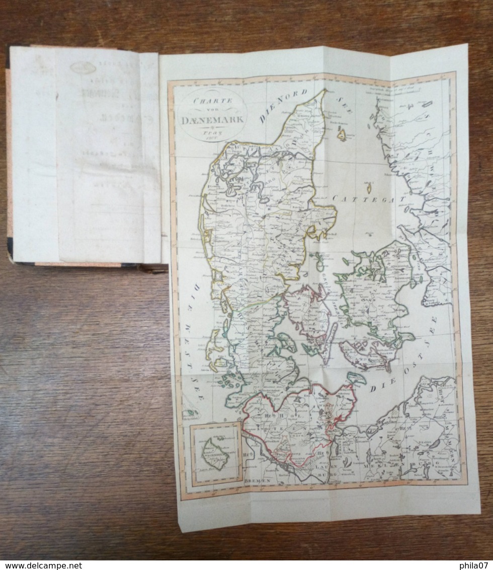 Book Nordische Reich Danmark, Norwegen und Schweden, edition Prague 1808. Complete book with over 600 pages, map of Denm