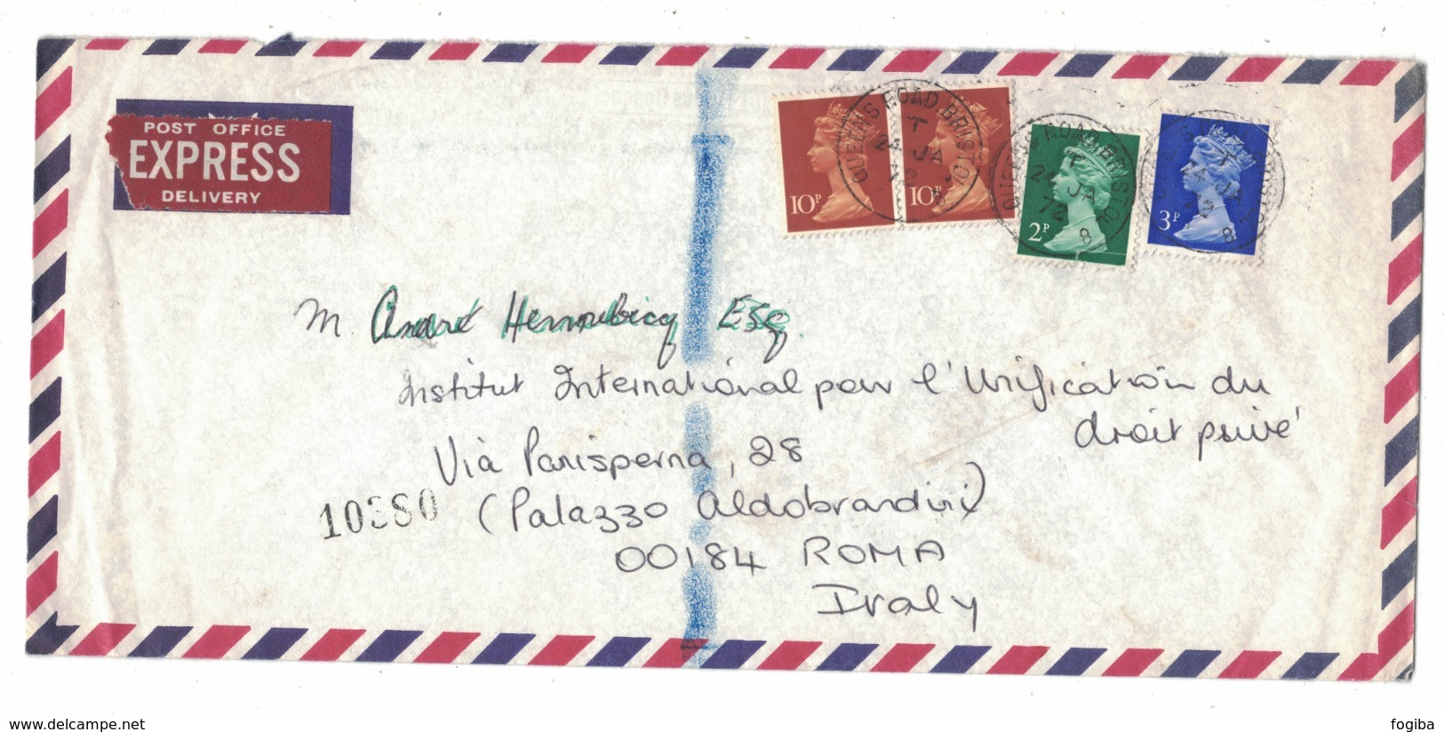 KN200    Great Britain 1972 Express Airmail To Italy Bristol To Roma, Cover Stamps - Storia Postale