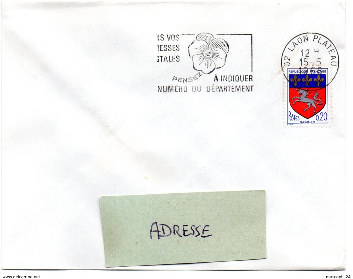 AISNE - Dépt N° 02 = LAON PLATEAU 1968 = FLAMME Codée = SECAP Multiple ' PENSEZ à INDIQUER NUMERO DEPARTEMENT - Postleitzahl