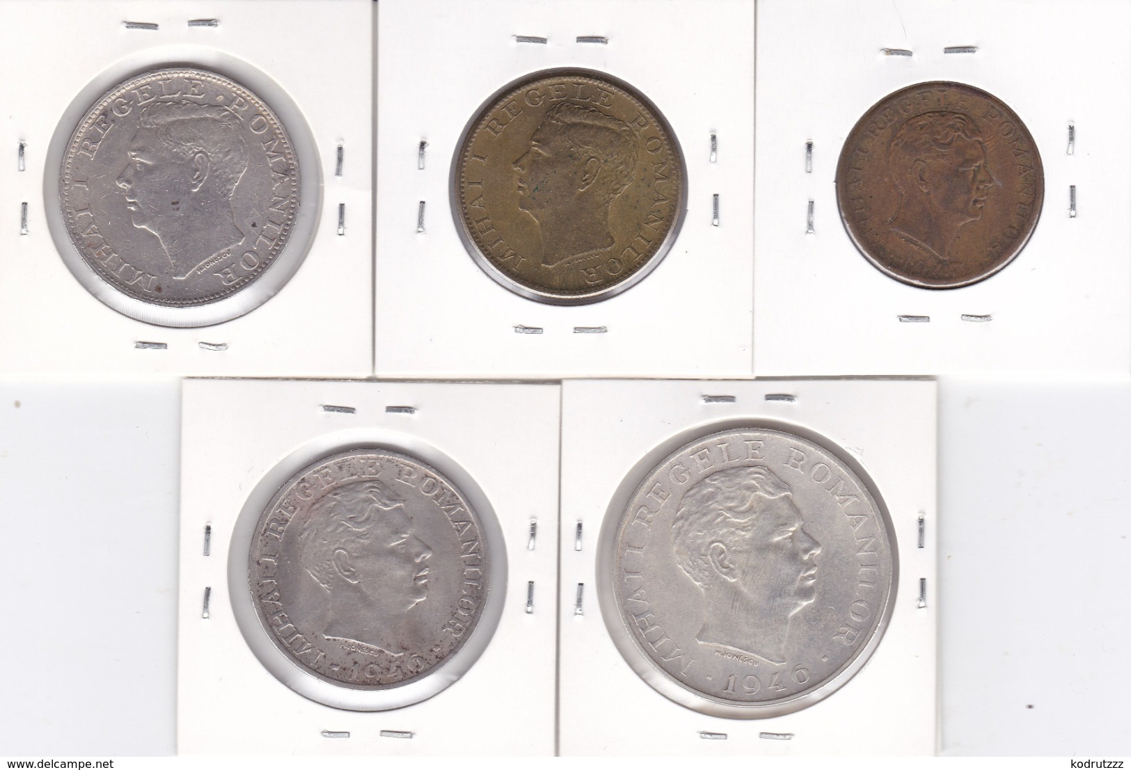 Romania, Lot Of 5 Coins - 500-10.000 Lei, 1944-1947 - Silver - KM# 65, 67, 70, 71, 76 - Roemenië