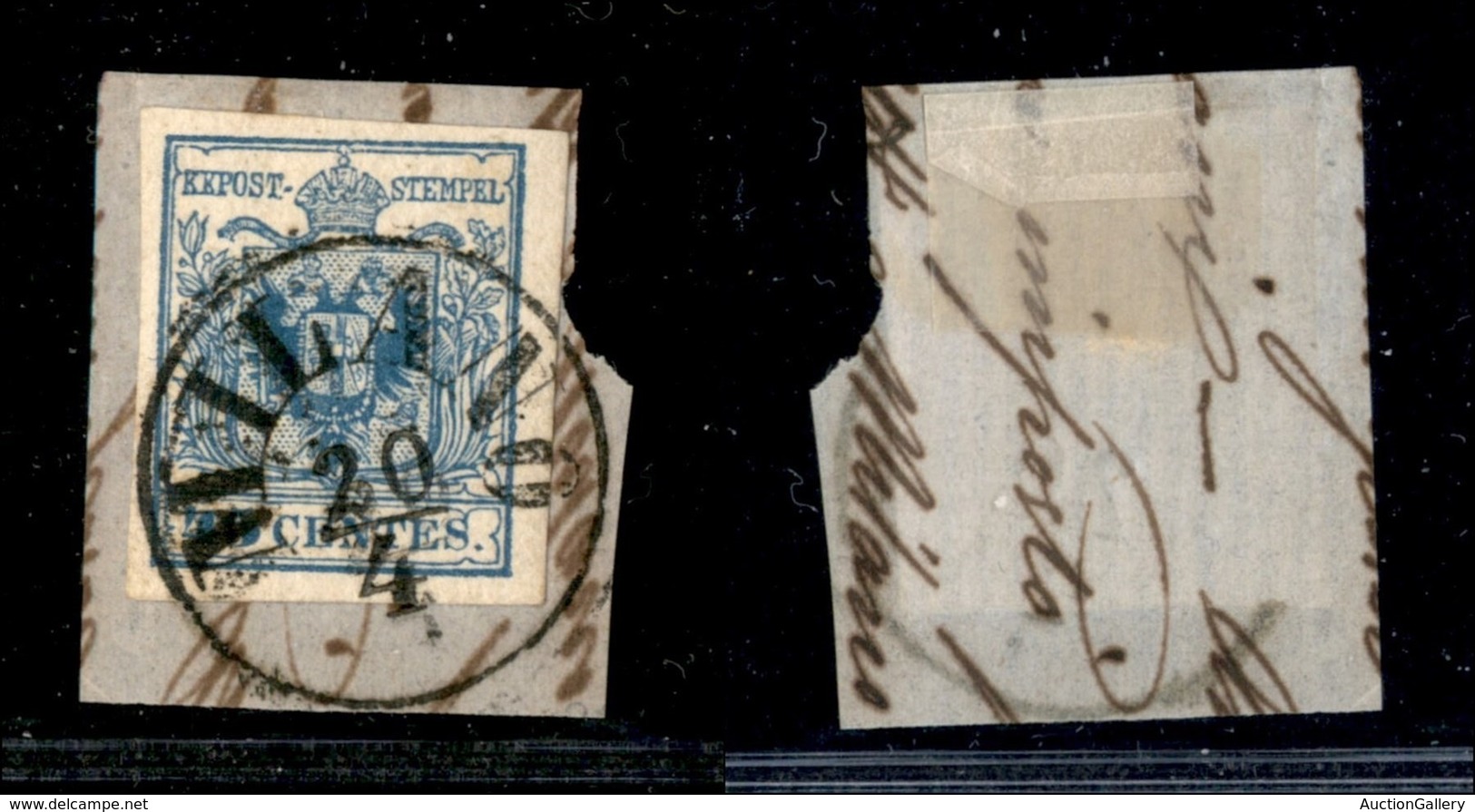Antichi Stati Italiani - Lombardo Veneto - 1855 - 45 Cent (12) Usato Su Frammento - Milano 20/4 - Sonstige & Ohne Zuordnung