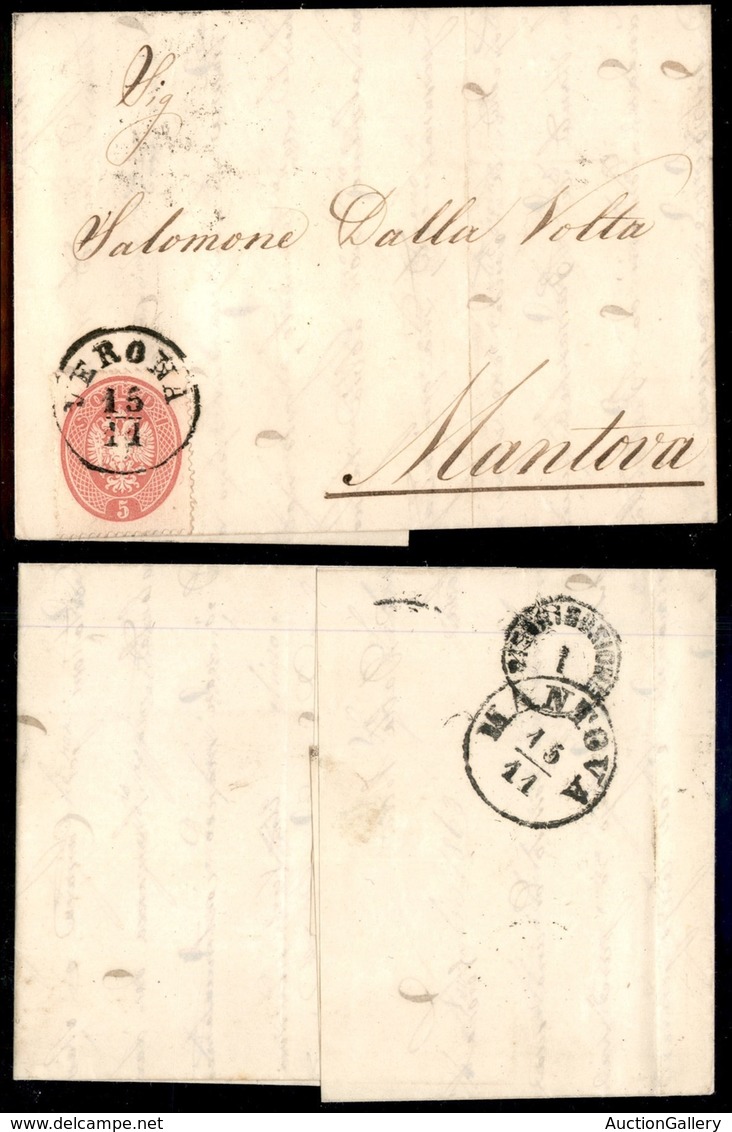 Antichi Stati Italiani - Lombardo Veneto - 5 Soldi (38) - Lettera Da Verona A Mantova Del 15.11.63 (150) - Other & Unclassified