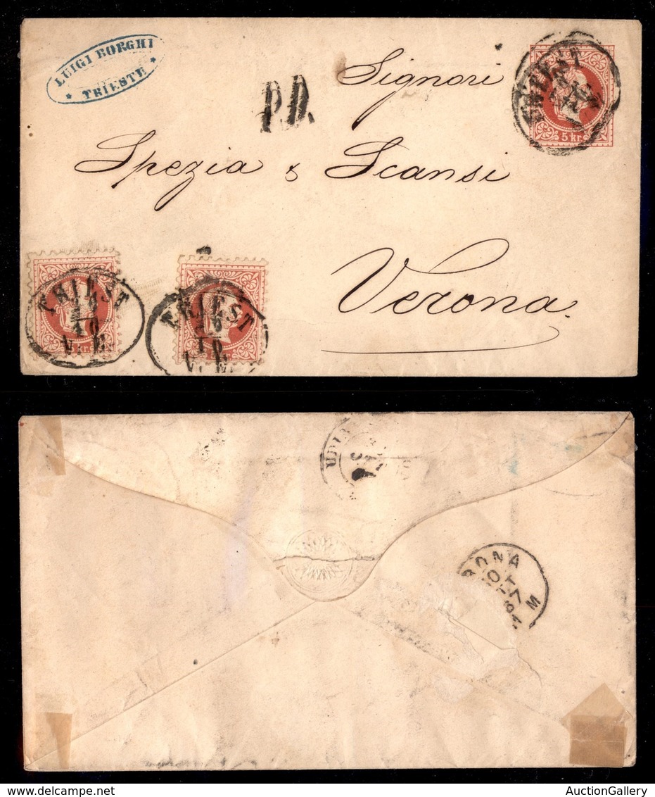 Antichi Stati Italiani - Territori Italiani D'Austria - Busta Postale Da 5 Kreuzer Con Due 5 Kreuzer (34) Da Trieste A V - Altri & Non Classificati