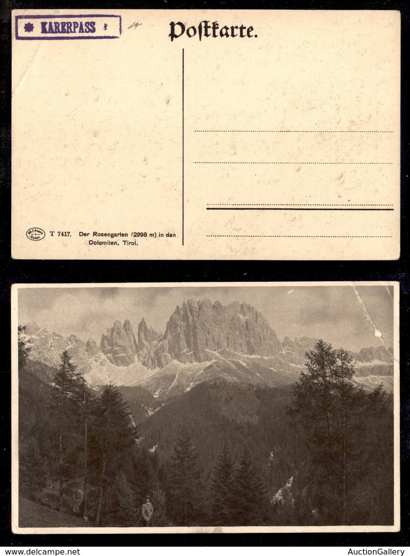 Antichi Stati Italiani - Territori Italiani D'Austria - Karerpass (P.ti 6) - Cartolina Panoramica Nuova - Piega In Angol - Andere & Zonder Classificatie