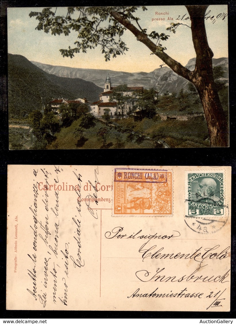 Antichi Stati Italiani - Territori Italiani D'Austria - Ronchi Ala (P.ti 7) - Cartolina Panoramica Per Innsbruck Del 23. - Sonstige & Ohne Zuordnung