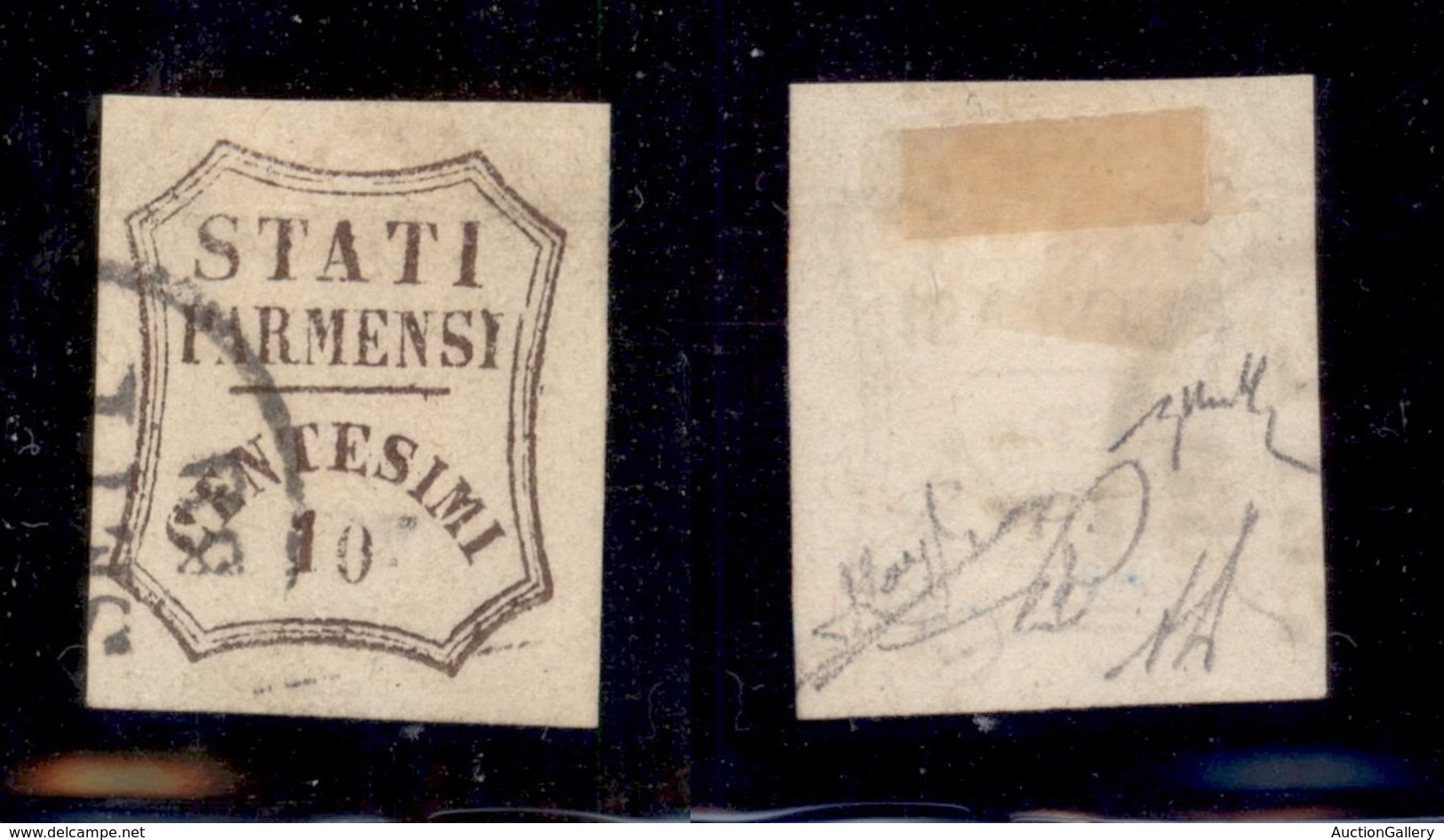 Antichi Stati Italiani - Parma - 1859 - 10 Cent (14) Usato - Zero In Basso (non Catalogato) - Leggera Piega Orizzontale  - Other & Unclassified