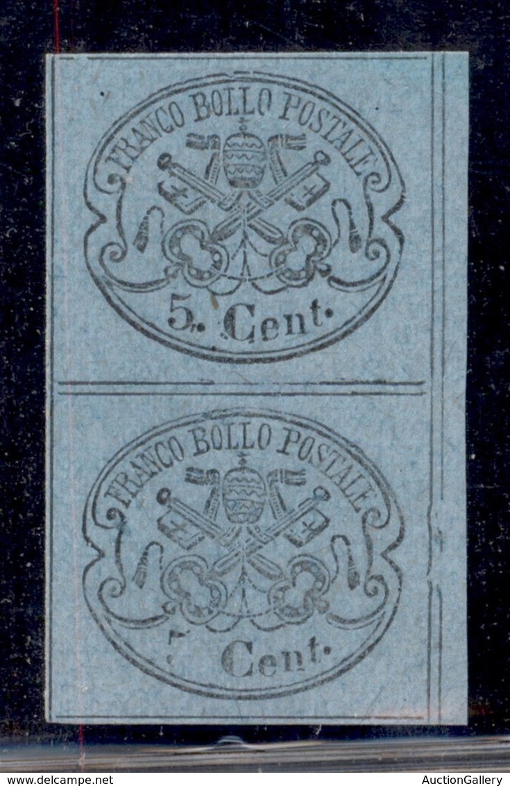 Antichi Stati Italiani - Stato Pontificio - 1870 - Non Ultimati - 5 Cent (32) In Coppia Verticale - Pezzo Inferiore Senz - Sonstige & Ohne Zuordnung