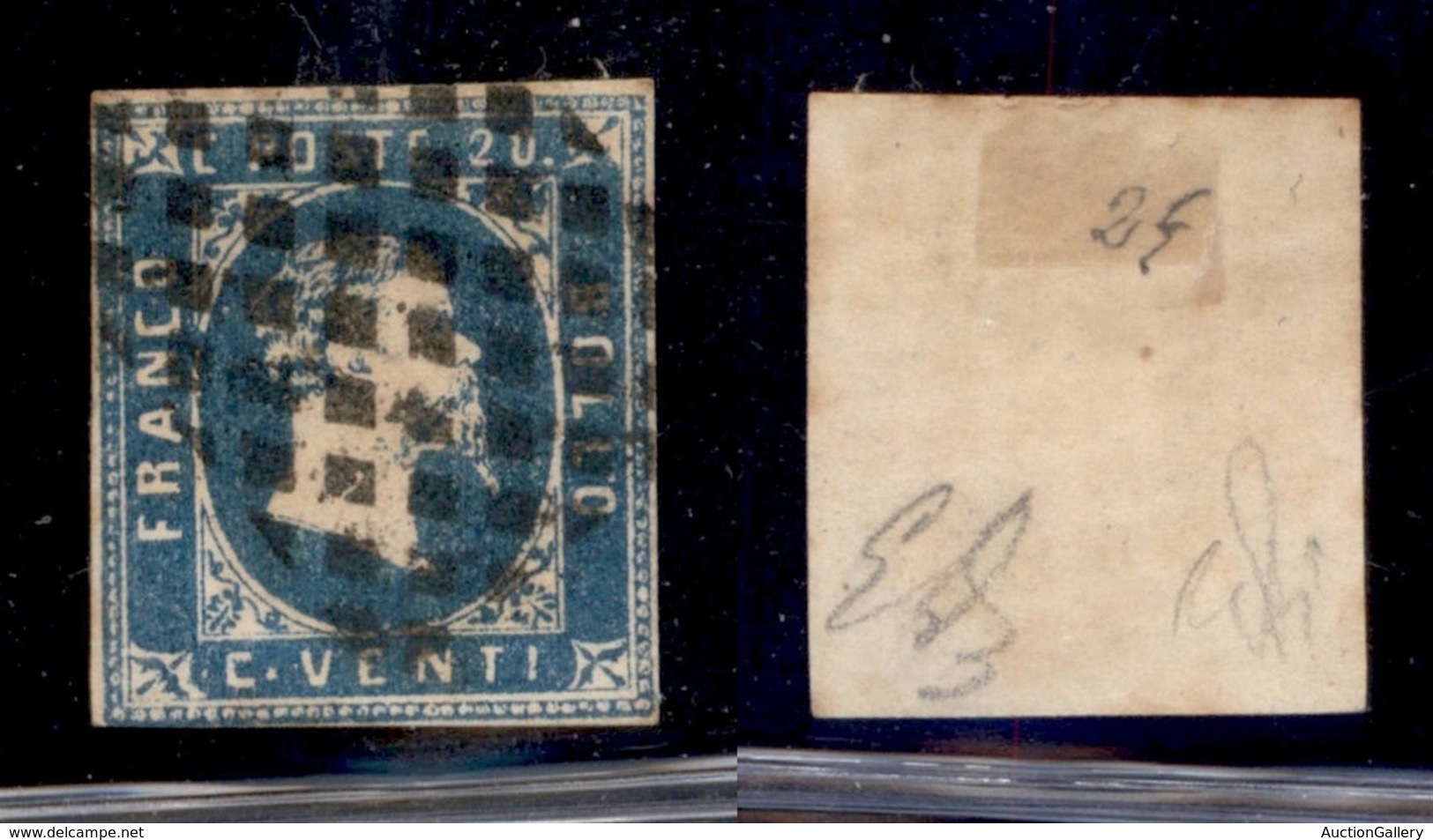 Antichi Stati Italiani - Sardegna - 1851 - 20 Cent (2) Preciso In Basso A Sinistra - Diena (550) - Sonstige & Ohne Zuordnung