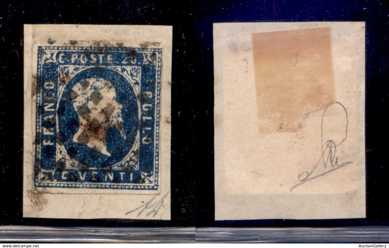 Antichi Stati Italiani - Sardegna - 1851 - 20 Cent (2) Usato Su Frammento - Diena (650) - Other & Unclassified