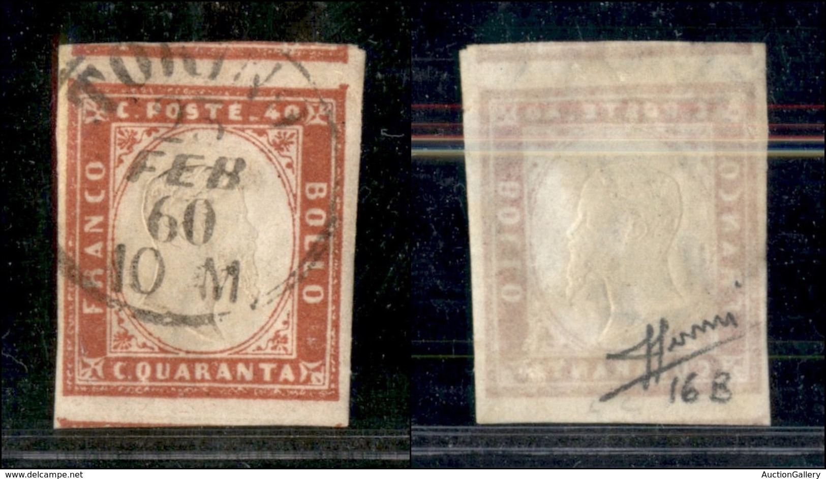 Antichi Stati Italiani - Sardegna - 1859 - 40 Cent (16B - Rosso Mattone) Usato - Sorani - Andere & Zonder Classificatie