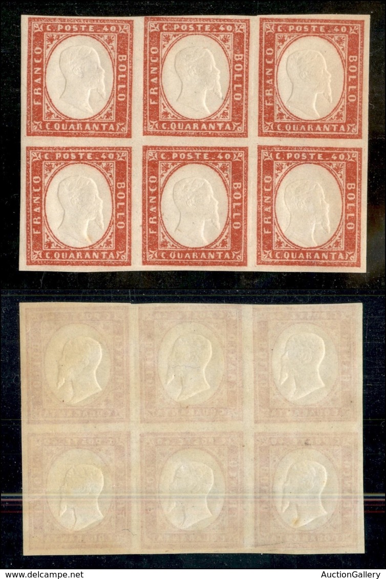 Antichi Stati Italiani - Sardegna - 1863 - 40 Cent (16F) - Blocco Di Sei - Gomma Integra - Andere & Zonder Classificatie