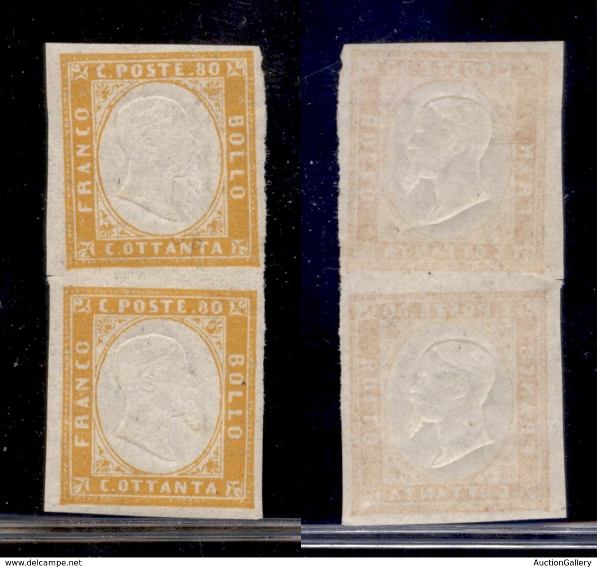Antichi Stati Italiani - Sardegna - 1861 - 80 Cent (17C) - Coppia Verticale Disallineata - Gomma Originale (integra In B - Other & Unclassified
