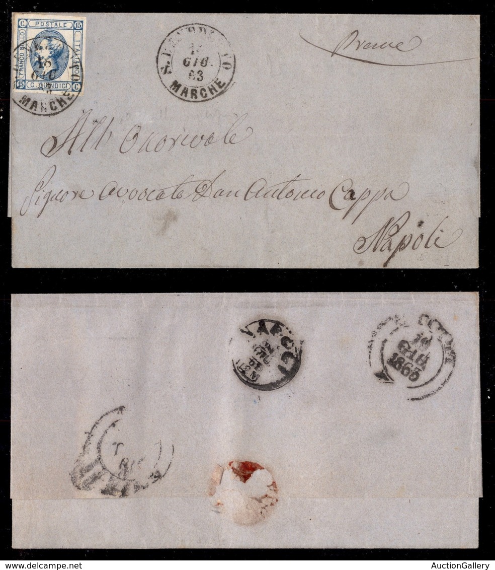 Regno - S. Benedetto Marche - 15 Cent (12) Su Lettera Per Napoli Del 15.6.63 - Autres & Non Classés