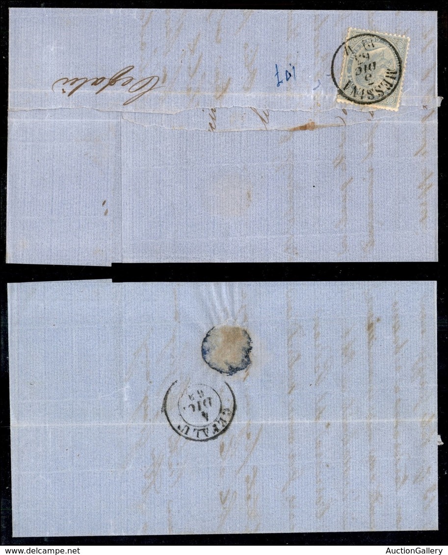 Regno - 3 Dicembre 1863 - 15 Cent De La Rue (L18) Piegato In Orizzontale - Parte Di Lettera Per Cefalù - Other & Unclassified