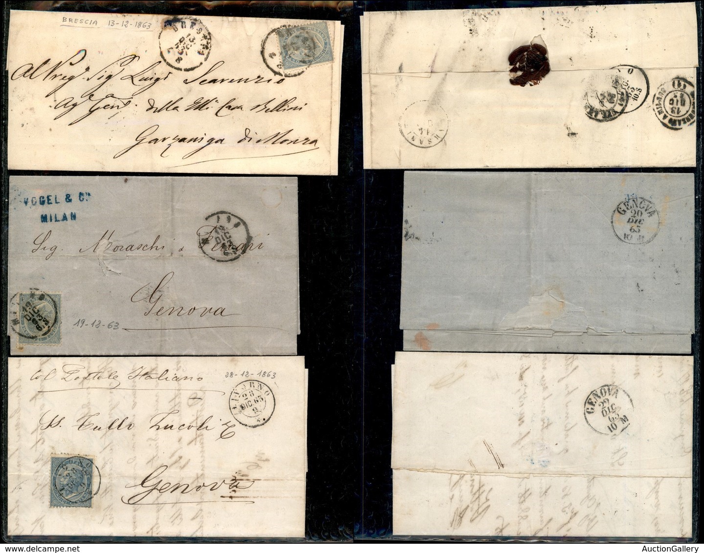 Regno - Dicembre 1863 (13-19-28) - Tre Buste Col 15 Cent (18) Per Genova - Da Esaminare - Autres & Non Classés