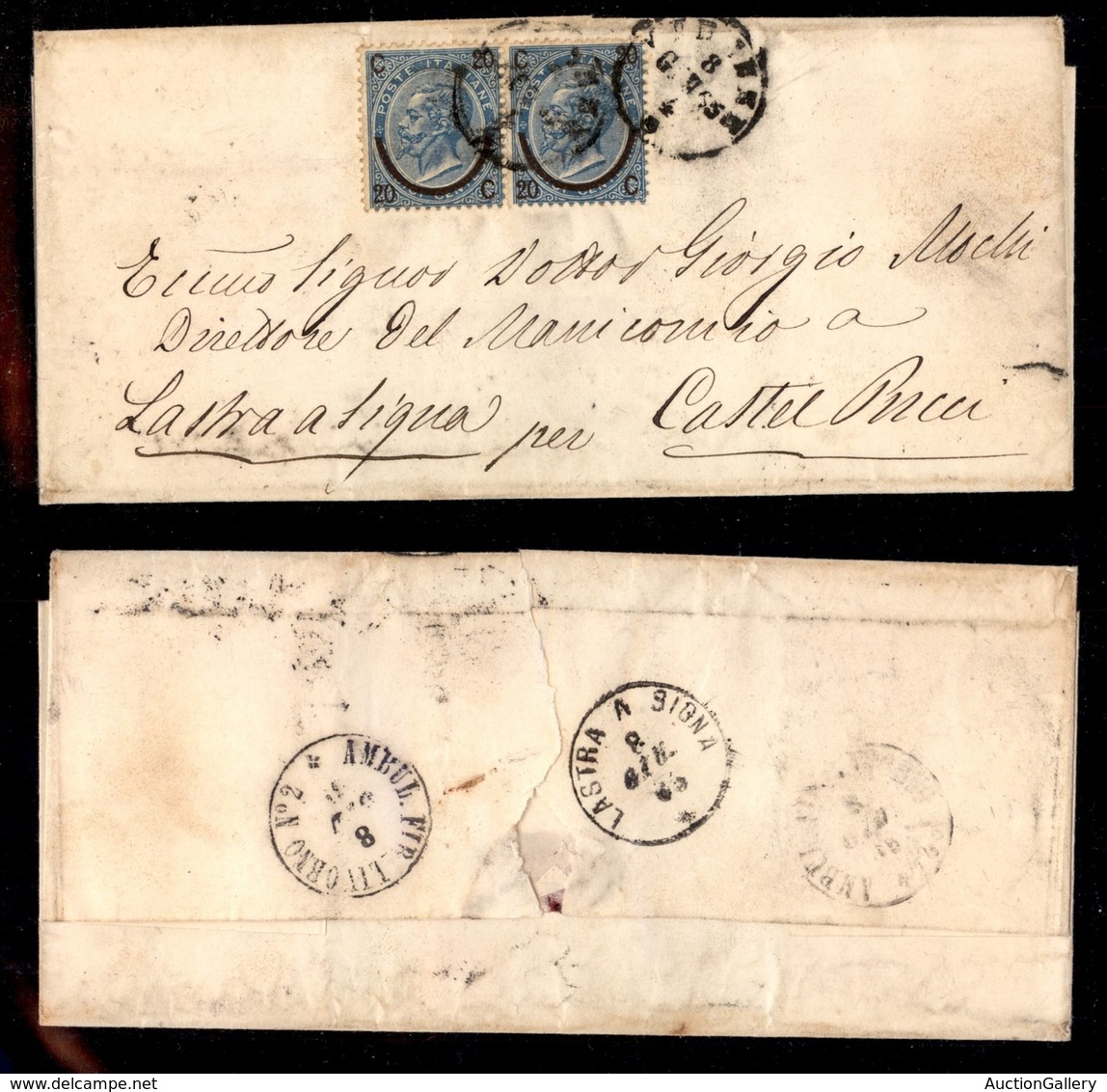 Regno - 20 Cent Su 15 (23) - Coppia Su Lettera Da Firenze A Castel Pucci Del 8.6.65 - Sonstige & Ohne Zuordnung