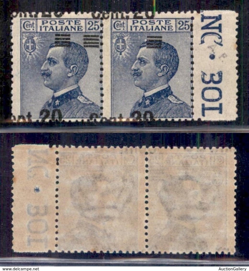 Regno - 1925 - Coppia Del 20 Su 25 Cent (176gga+176ggb) Con Soprastampa Fortemente Spostata In Basso A Sinistra - Bordo  - Sonstige & Ohne Zuordnung