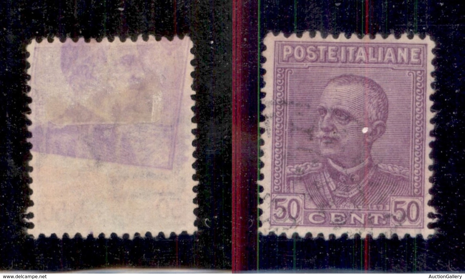 Regno - 1928 - 50 Cent Parmeggiani (225 Varietà) Usato - Decalco Spostato (parziale) Del 50 Cent Michetti (85) Al Retro  - Other & Unclassified