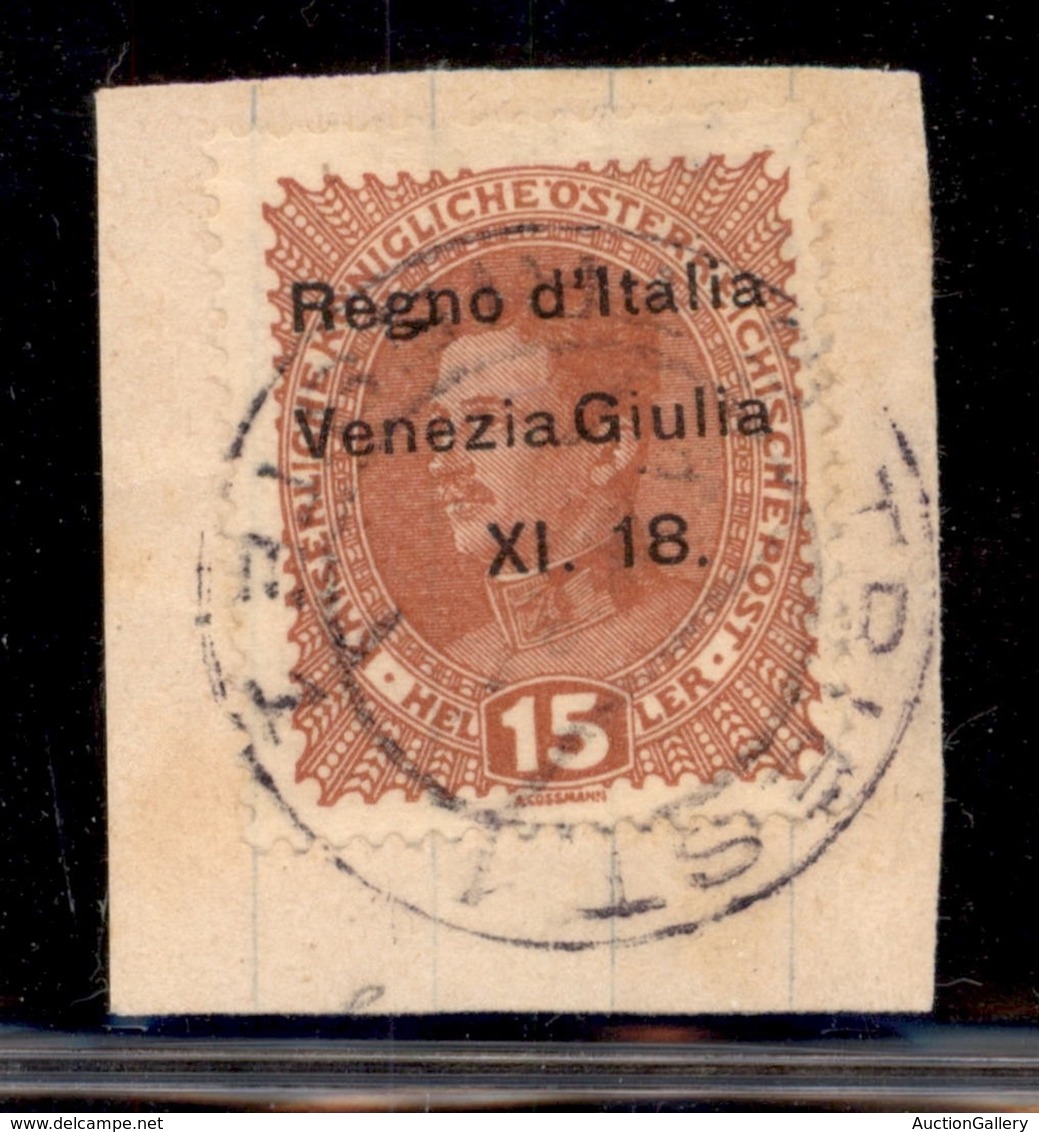 Occupazioni I Guerra Mondiale - Venezia Giulia - 1918 - 15 Heller (6s) Senza 3 - Usato Su Frammento (90+) - Sonstige & Ohne Zuordnung