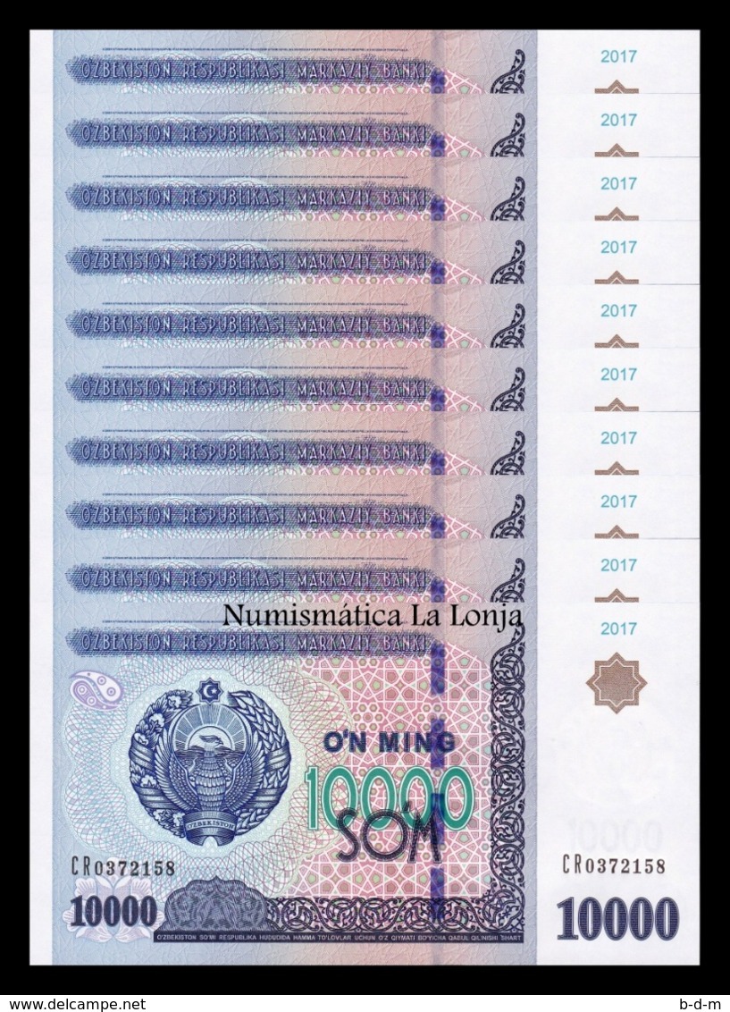 Uzbekistan Lot Bundle 10 Banknotes 10000 Sum 2017 Pick 84 SC UNC - Uzbekistan