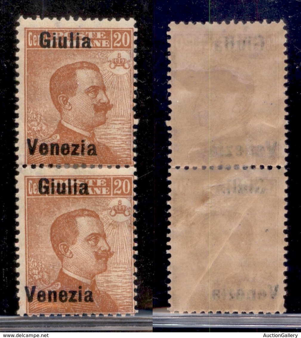 Occupazioni I Guerra Mondiale - Venezia Giulia - 1918 - 20 Cent (23d) - Coppia Verticale Giulia Venezia - Gomma Original - Other & Unclassified