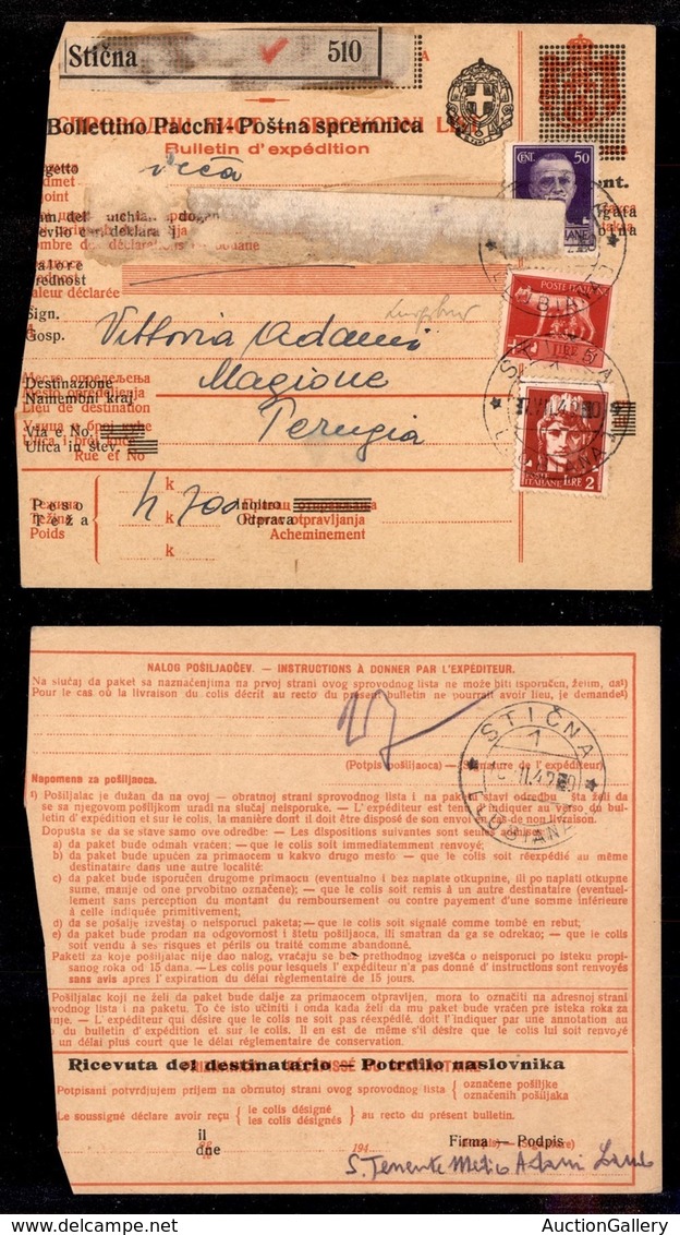 Occupazioni II Guerra Mondiale - Lubiana - Stiena 17.7.42 - Bollettino Pacchi 20 Cent Con Affrancatura Complementare (25 - Sonstige & Ohne Zuordnung
