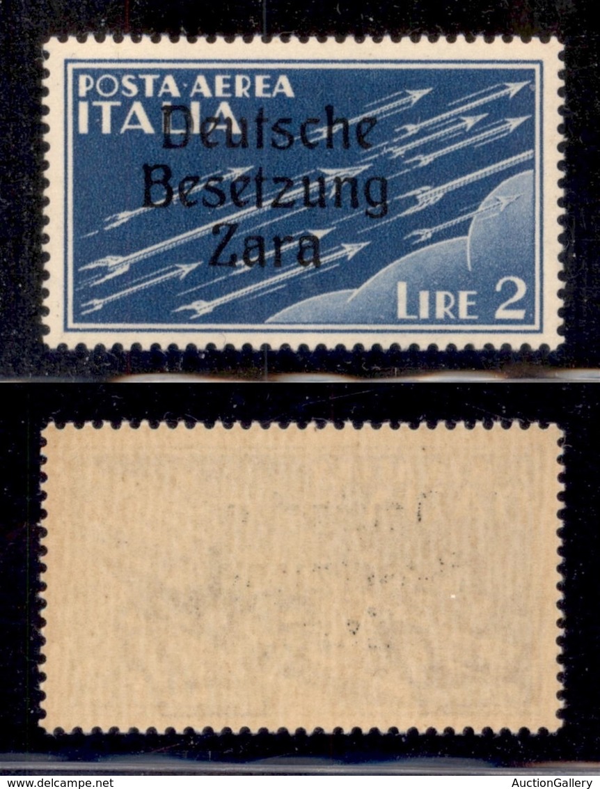 Occupazioni II Guerra Mondiale - Occupazione Tedesca - Zara - Posta Aerea - 1943 - 2 Lire (6q) - Z Con Ricciolo - Gomma  - Sonstige & Ohne Zuordnung