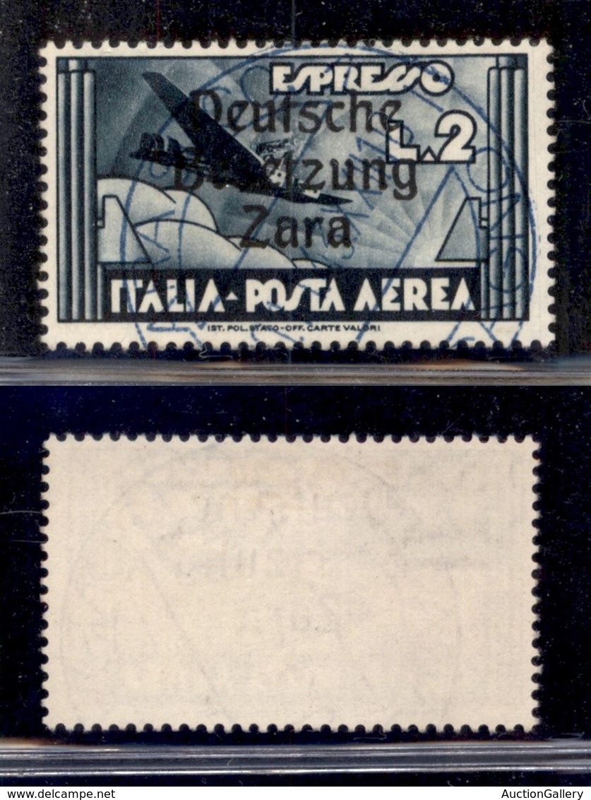 Occupazioni II Guerra Mondiale - Occupazione Tedesca - Zara - Posta Aerea - 1943 - 2 Lire Aeroespresso (9) Usato (150) - Andere & Zonder Classificatie