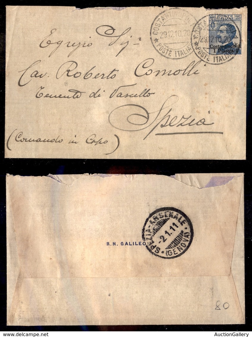 Uffici Postali All'Estero - Levante - Costantinopoli - 1 Piastra Su 25 Cent (23) - Busta Per Spezia Del 29.12.10 - Sonstige & Ohne Zuordnung