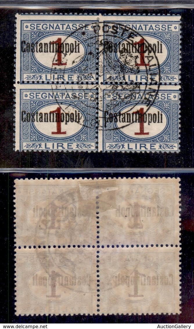 Uffici Postali All'Estero - Levante - Costantinopoli - Segnatasse - 1922 - Quartina Del 1 Lira (4) - Gomma Originale/int - Andere & Zonder Classificatie