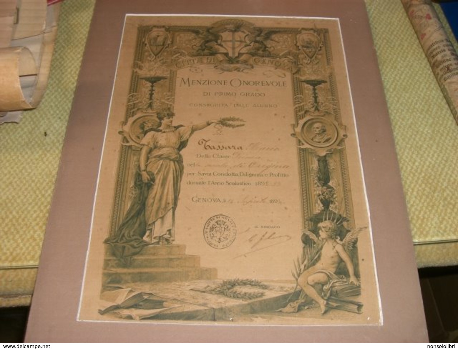 DIPLOMA MENZIONE ONOREVOLE DI PRIMO GRADO 1894 - Diplomi E Pagelle