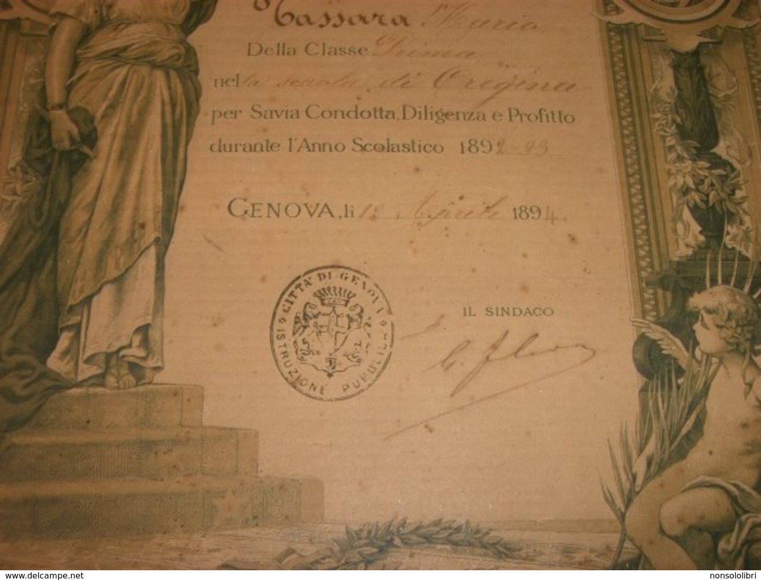 DIPLOMA MENZIONE ONOREVOLE DI PRIMO GRADO 1894 - Diplomi E Pagelle