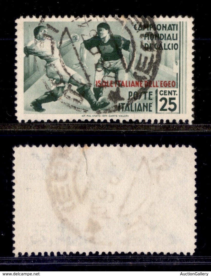 Colonie - Egeo - Emissioni Generali - 1934 - 25 Cent Calcio (76) Usato (140) - Sonstige & Ohne Zuordnung