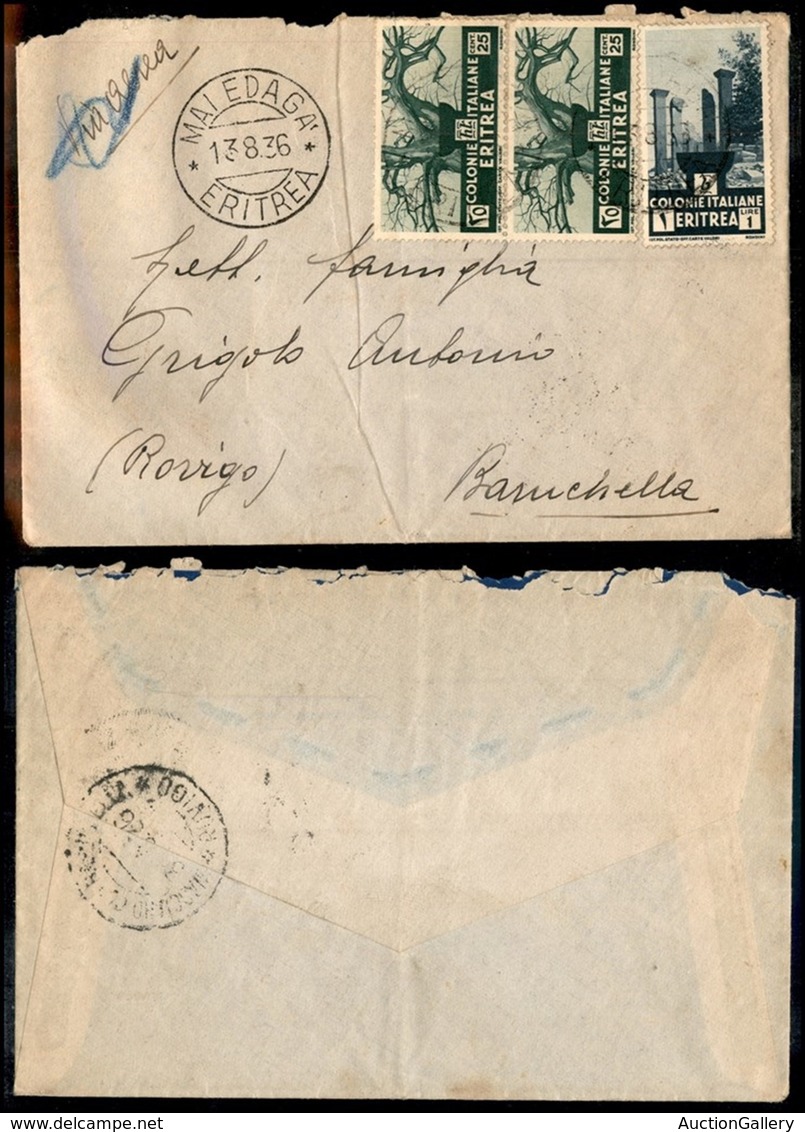 Colonie - Eritrea - Maiedagà (P.ti 9) - Aereogramma Per Rovigo Del 13.8.36 (207 Coppia + 209) - Sonstige & Ohne Zuordnung