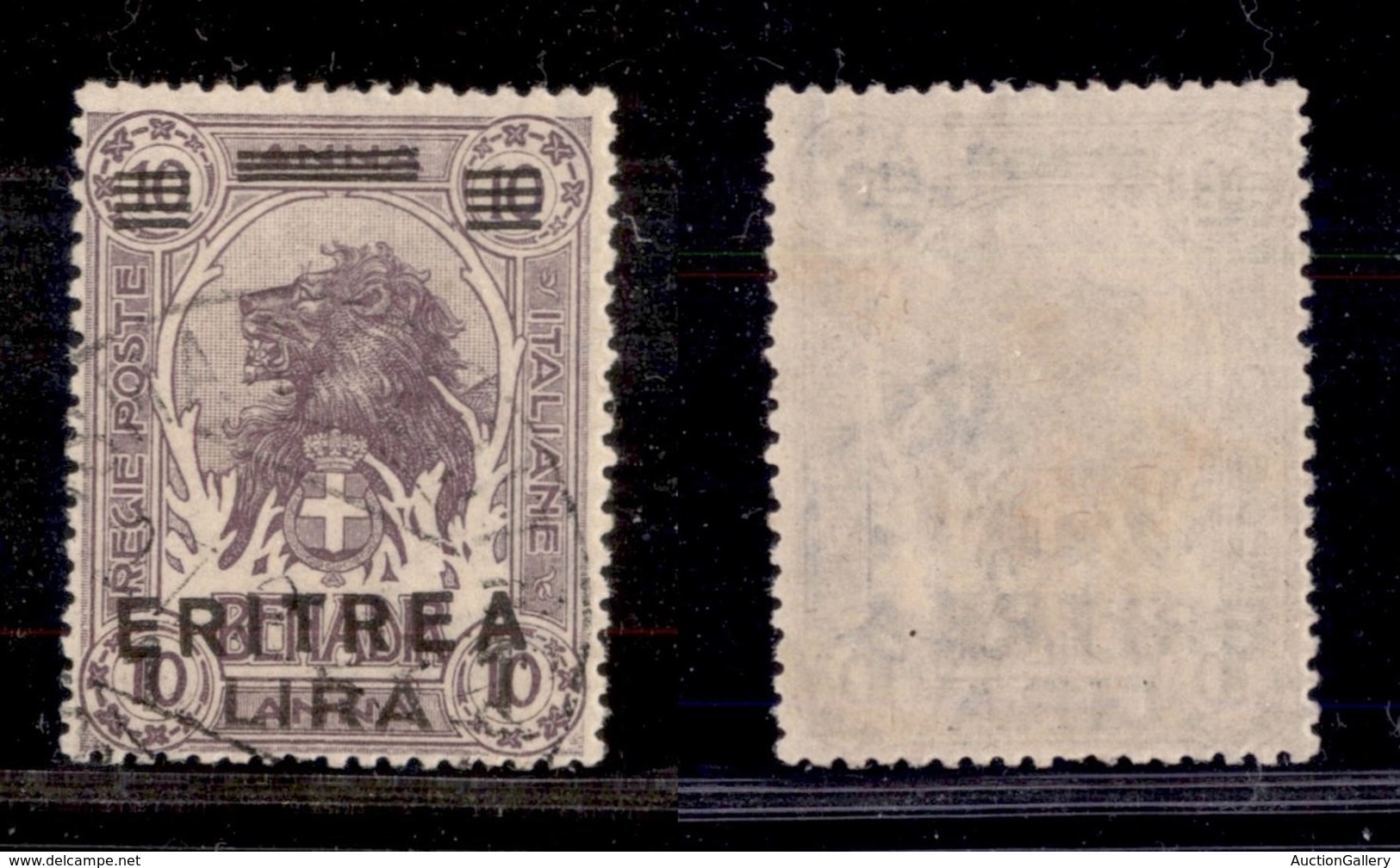 Colonie - Eritrea - 1922 - 1 Lira Su 10 Anna (60ee) Usato - Soprastampa Obliqua - Non Quotato - Sonstige & Ohne Zuordnung