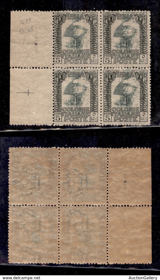 Colonie - Libia - 1921 - 5 Cent (23) - Quartina Bordo Foglio - Gomma Integra (140) - Sonstige & Ohne Zuordnung