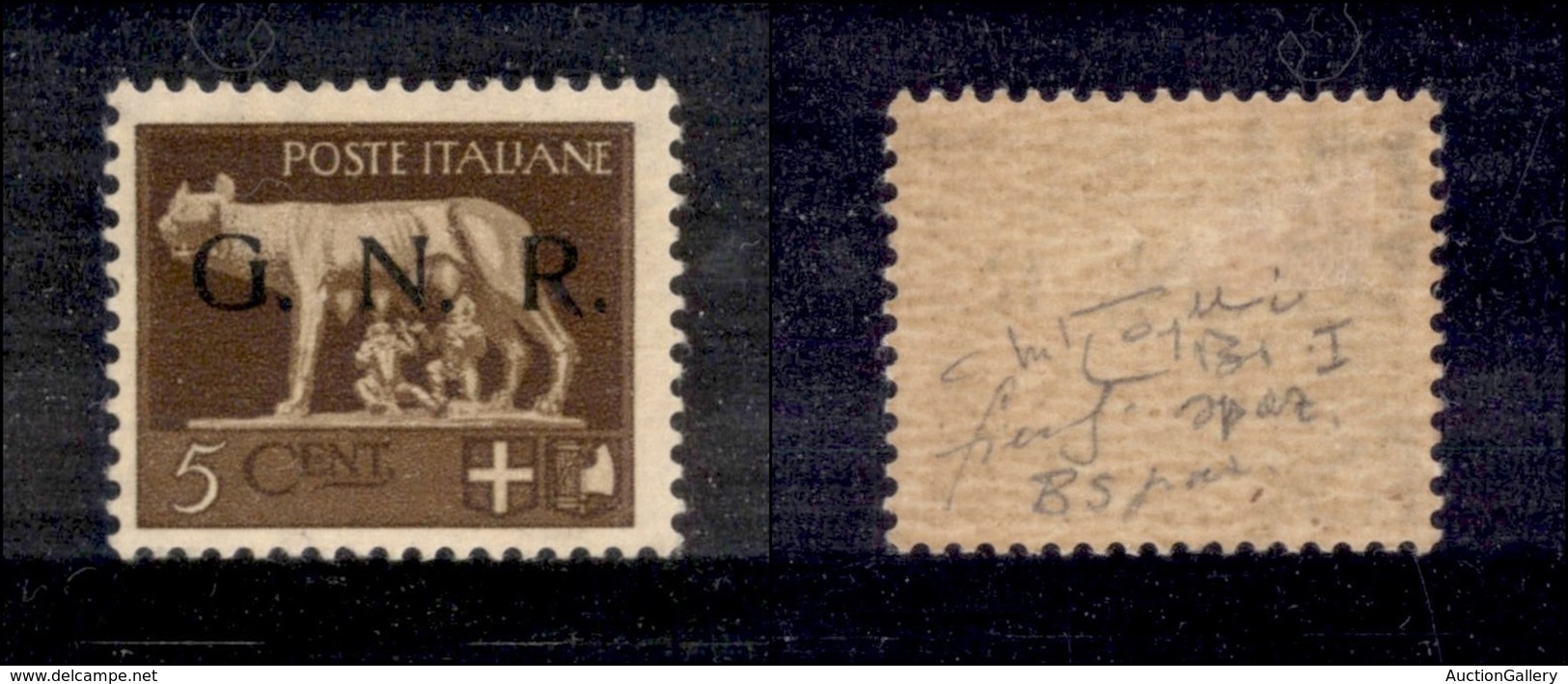 RSI - G.N.R. Brescia - 1943 - Soprastampa Spaziata - 5 Cent (470/A) - Gomma Originale - Fiecchi + Raybaudi + Cert. AG (2 - Andere & Zonder Classificatie
